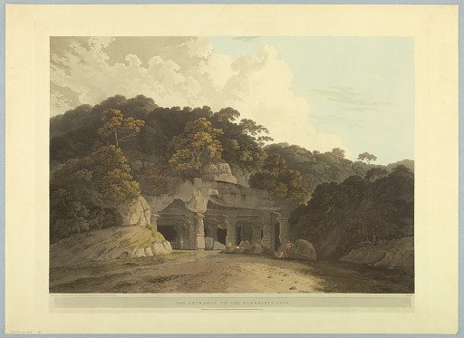 The Entrance to the Elephanta Cave, from "Oriental Scenery: Twenty Four Views in Hindoostan"