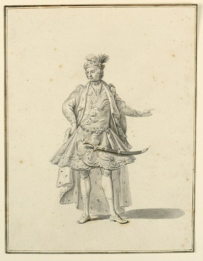 Costume Design: Persian Prince, for a Stage Production Designed by Giuseppe Galli Bibiena