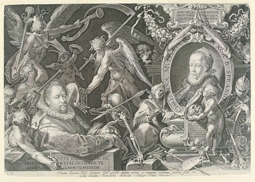 Portrait of Bartholomeus Spranger with an Allegory on the Death of his Wife, Christina Muller