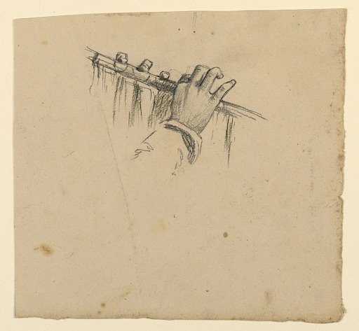 study of hands holding flute