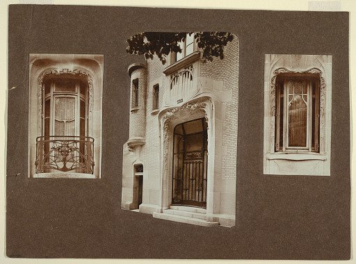 Detail of Windows and Door of House of Hector Guuimard, 22 Rue Mozart