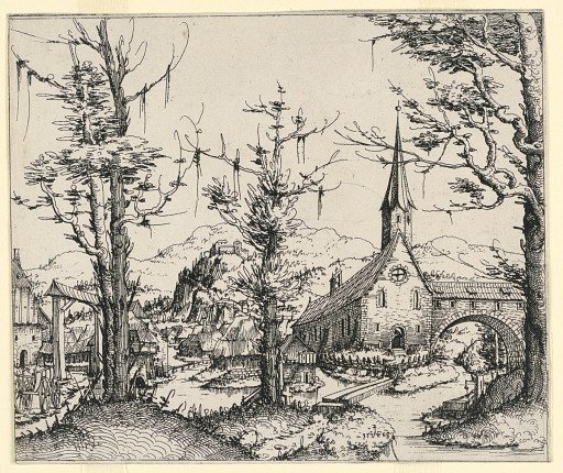 Church by a Stream, Spanned by a Covered Bridge