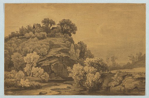 Landscape with Houses on a Wide Bluff