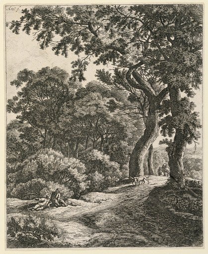 Wooded Landscape with Two Travellers Resting