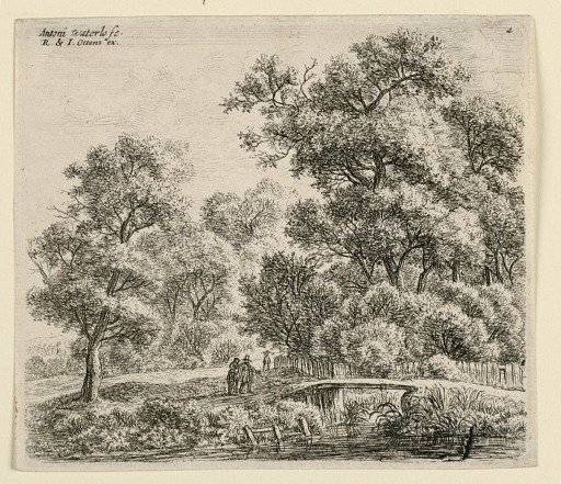 Two Figures Approaching a Low Foot-Bridge