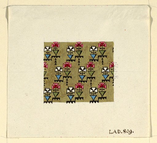 Stylized geometric floral design for printed textile