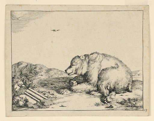 Recumbent Bear, from a Set of Sixteen Views of Bears
