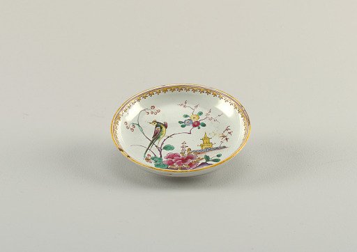 Saucer with Bird, Flowers, and Pagoda