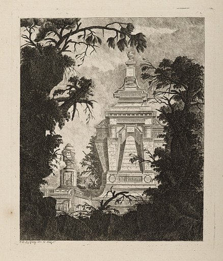 Tombeau monumental avec urne funéraire au premier plan (Monumental Tomb with Urn in the Foreground)