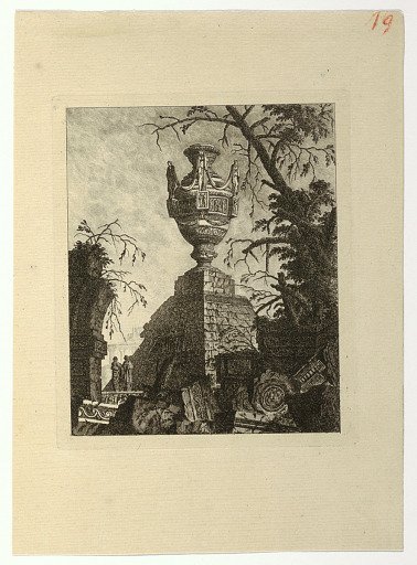 Pyramide surmontée d'un vase monumental, from "Collection de divers sujets de vases, tombeaux, ruines et fontaines, utile aux artistes..."