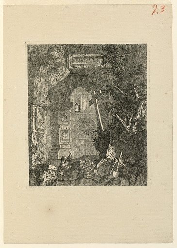 Saint-Francois (?) dans un paysage de ruines