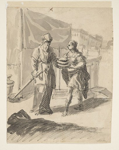 Figure Presenting Loaves to a General
