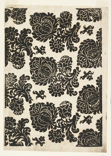 Print of Over-all Repeat of Stylized Floral Forms