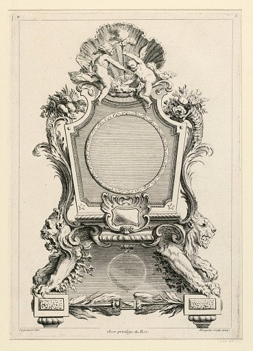 Page Five from "Second Licre Contenant Differens Desseins de Pendules Inventés par G. M. Oppenort Architecte du Roi et Gravés par Huquier"
