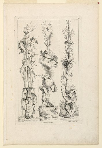Page T hree from "Quatrieme Livre Contenant Des Montans où Pilastres Inventés par G. M. Oppenort Architecte du Roi et Gravés par Huquier"