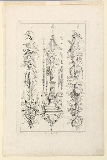 Page Six from "Quatrieme Livre Contenant Des Montans où Pilastres Inventés par G. M. Oppenort Architecte du Roi et Gravés par Huquier"