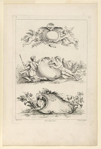 Page Two from "Cinquième Livre Contenant des Cartouches Inventés par G. M. Oppenort Architecte du Roi et Gravé par Huquier"