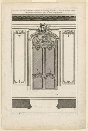 Plate 5, "Decoration d'une Portal double à placards dans son chambrante fermé..."