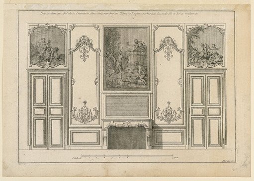 Decoration of the Fireplace Wall in Entrance Hall of Hotel Roquelaure