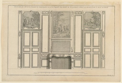 Decoration of the Fireplace Wall in Engrance Hall Hotel Roquelaure, Towards the Chapel