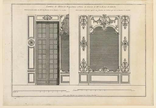 Panelling in Hotel Roquelaur,l Bedroom and Wall of Adjoining Room