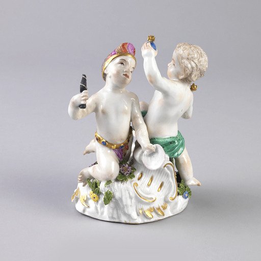 Allegorical Figure Depicting Putti as "Europe" and "America"