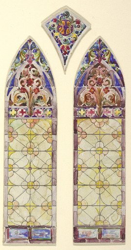 Stained glass window: right pane of three part design