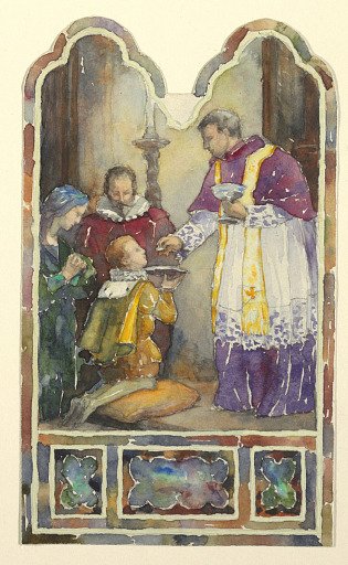 Stained glass window: First communion