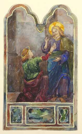 Stained glass window: Christ and Peter
