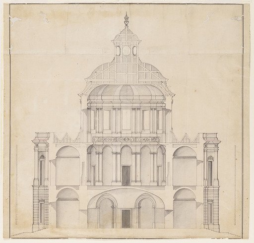 Cross-section of the domed central part of a palace