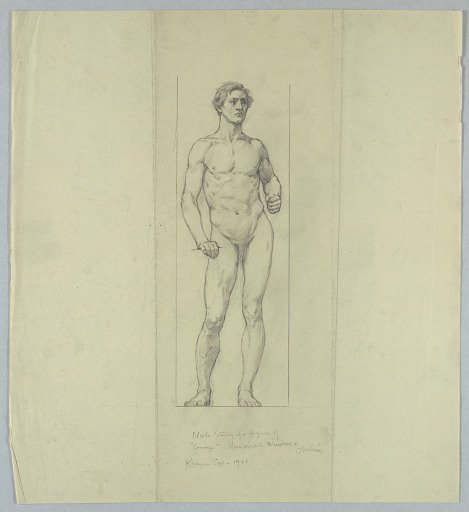 Nude Study for Figure of "Courage," Memorial Window to Jacob Dolson Cox, Oberlin College