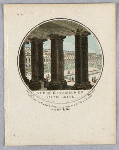 Interior of the Palais Royal, Plate 27 of Vues Pittoresques de Principaux édifices de Paris