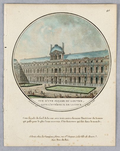 Courtyard Façade of the Louvre, Plate 40 of Vues Pittoresques de Principaux édifices de Paris