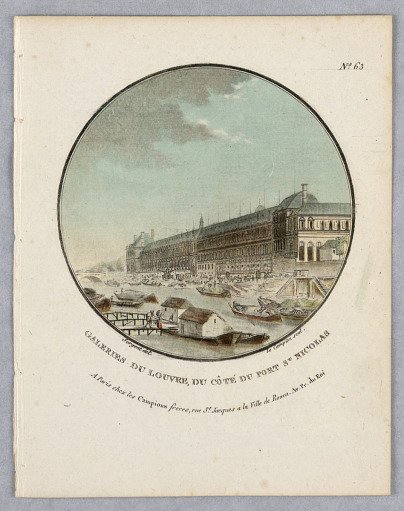 The Louvre, from Port St. Nicolas, Plate 63 from "Vues Pittoresques des Principaux Édifices de Paris"