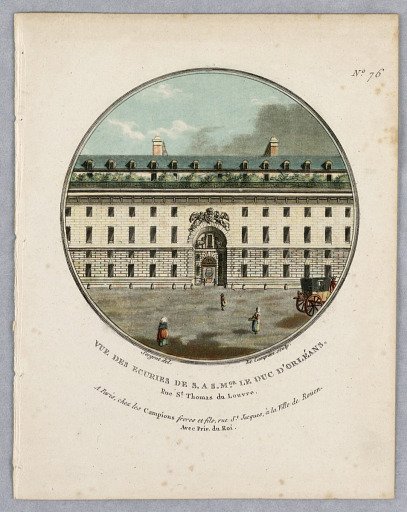 Stables of the Duc d'Orléans, Plate 76 from "Vues Pittoresques des Principaux Édifices de Paris"