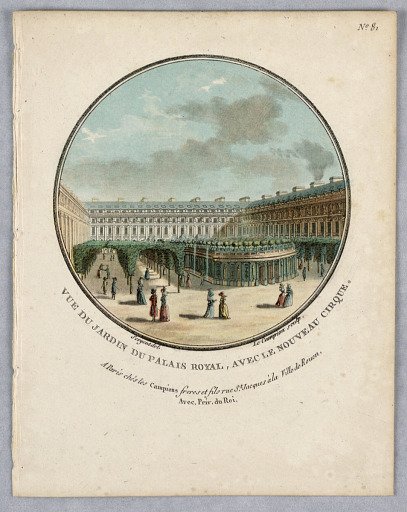 Garden of the Palais Royal, Plate 81 from "Vues Pittoresques des Principaux Édifices de Paris"