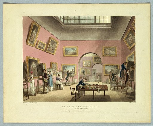British Institution, Pall Mall, from "Ackermann's Repository"