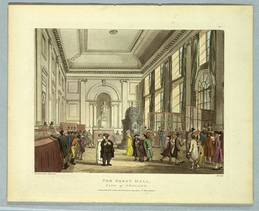 The Great Hall, Bank of England, from "Ackermann's Repository"