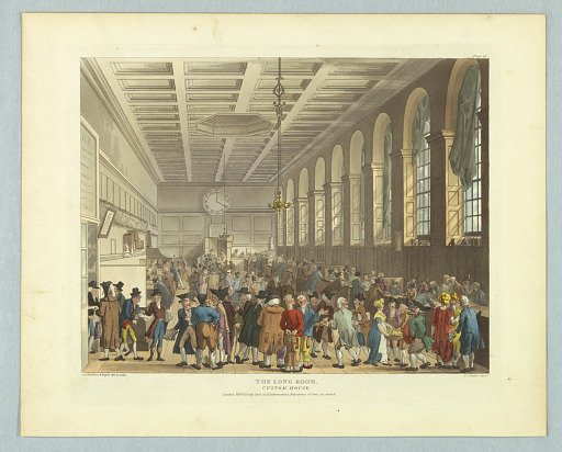 The Long Room, Custom House, from "Ackermann's Repository"