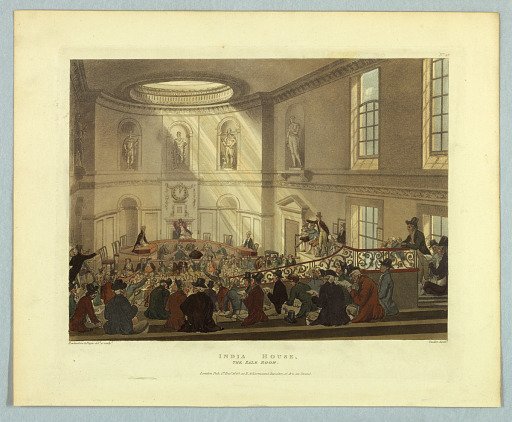 India House, The Sale Room, from "Ackermann's Repository"