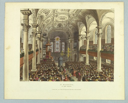 St. Martins, in the Fields, from "Ackermann's Repository"