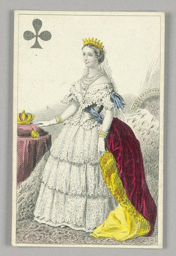 Eugénie, Empress of France, Queen of Clubs from Set of "Jeu Imperial–Second Empire–Napoleon III" Playing Cards
