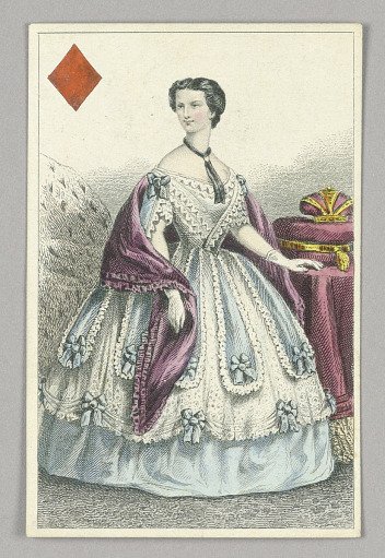 Elisabeth, Empress of Austria, Queen of Diamonds from Set of "Jeu Imperial–Second Empire–Napoleon III" Playing Cards