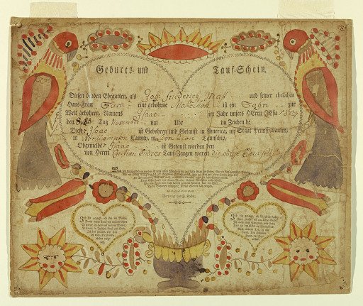 Fraktur taufschein (Birth Certificate)