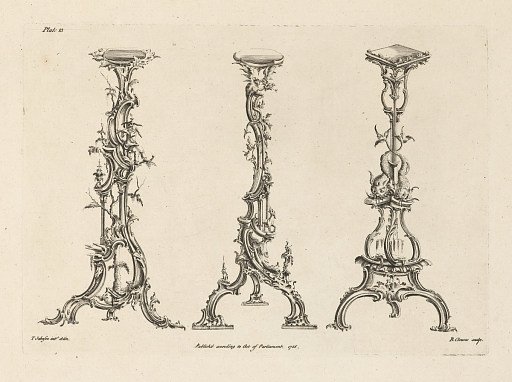 Three Designs for Torcheres in the Chinese Taste (Plate 13 of "One Hundred and Fifty New Designs")