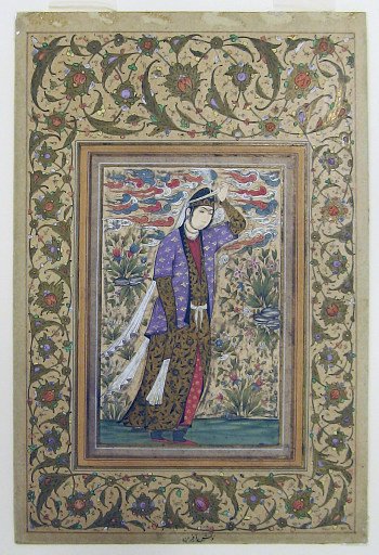 Persian miniature: Standing woman