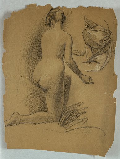 Study of Kneeling Nude Figure