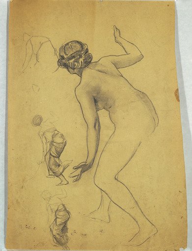 Study of Bending Nude Figure