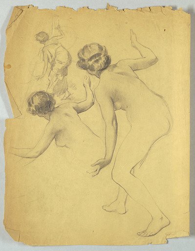 Study of Bending Nude Figure