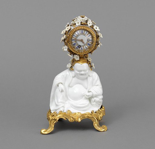 Mantle Clock Supported by a Hotei ("Laughing Buddha")